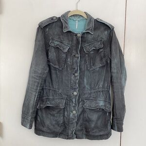 Free People, XS, Harley Military Jacket, Blue